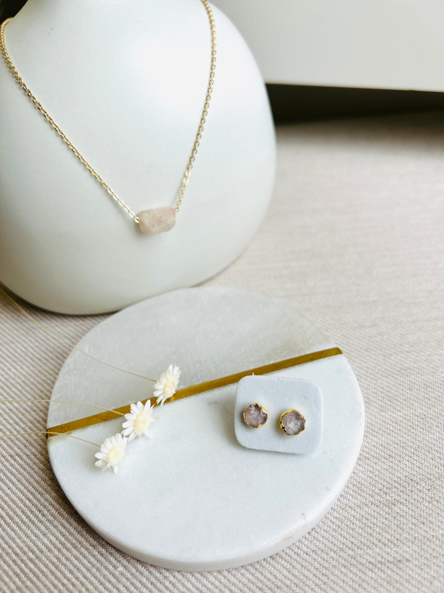 Gemstone Necklace & Stud Earring set